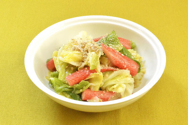 春きゃべつとかにかまの旨塩ごまだれ